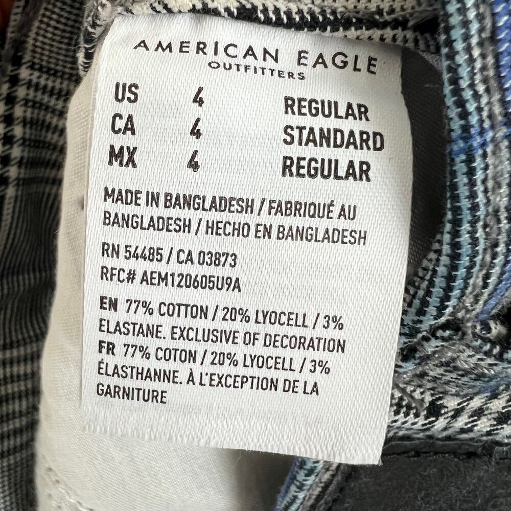 American Eagle Women's Size 4 Hi-Rise Mini Skirt Black Blue White Plaid Stretch - Picture 5 of 12